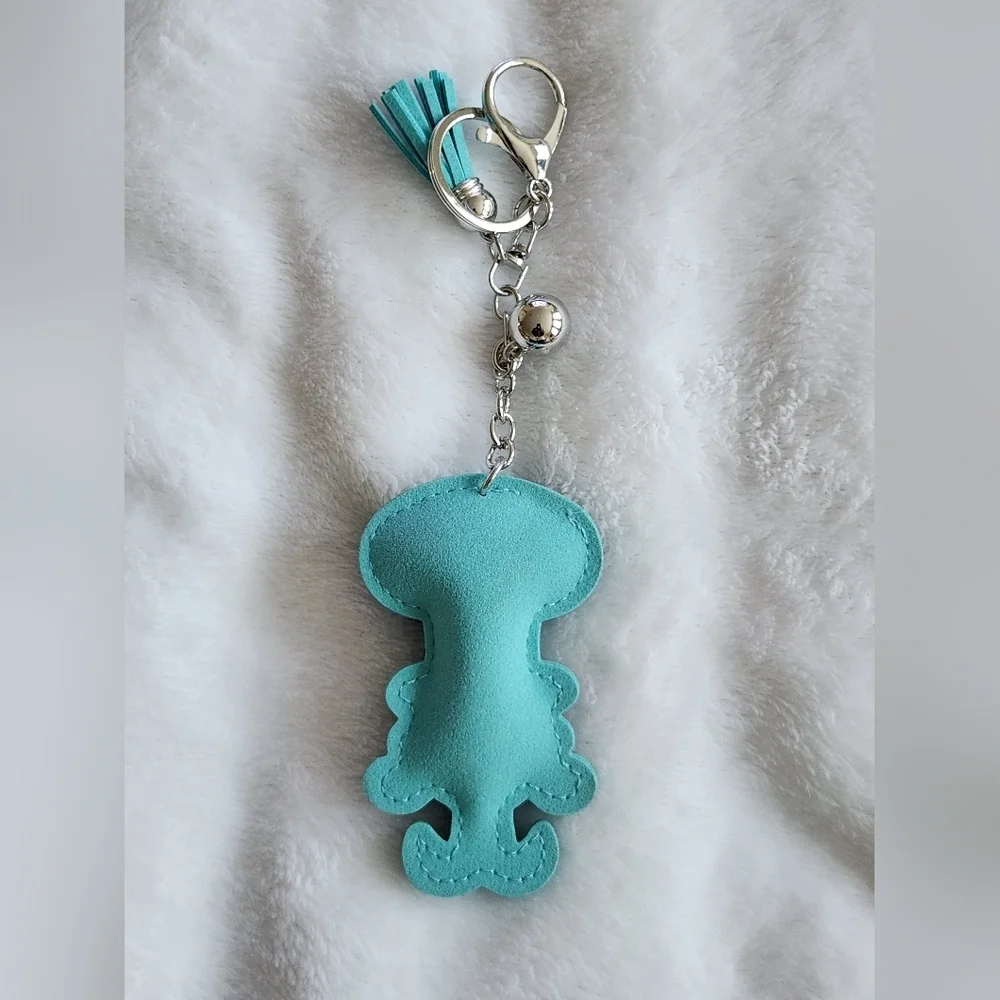 Squidward Blue Rhinestone Octopus Key Holder Bag Charm Keychain